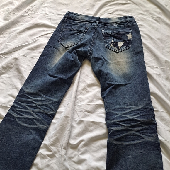 YaZiPai | Dark Blue styled fade with embroidered start women's skinny Jean - Picture 10 of 15